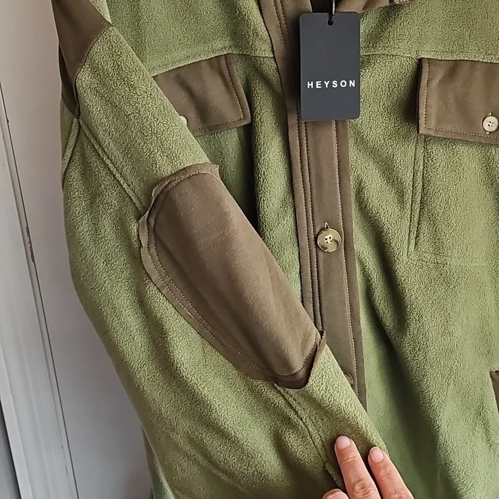 Heyson Womens sz S/M nwts Oversized shacket. Greens, Fleece!